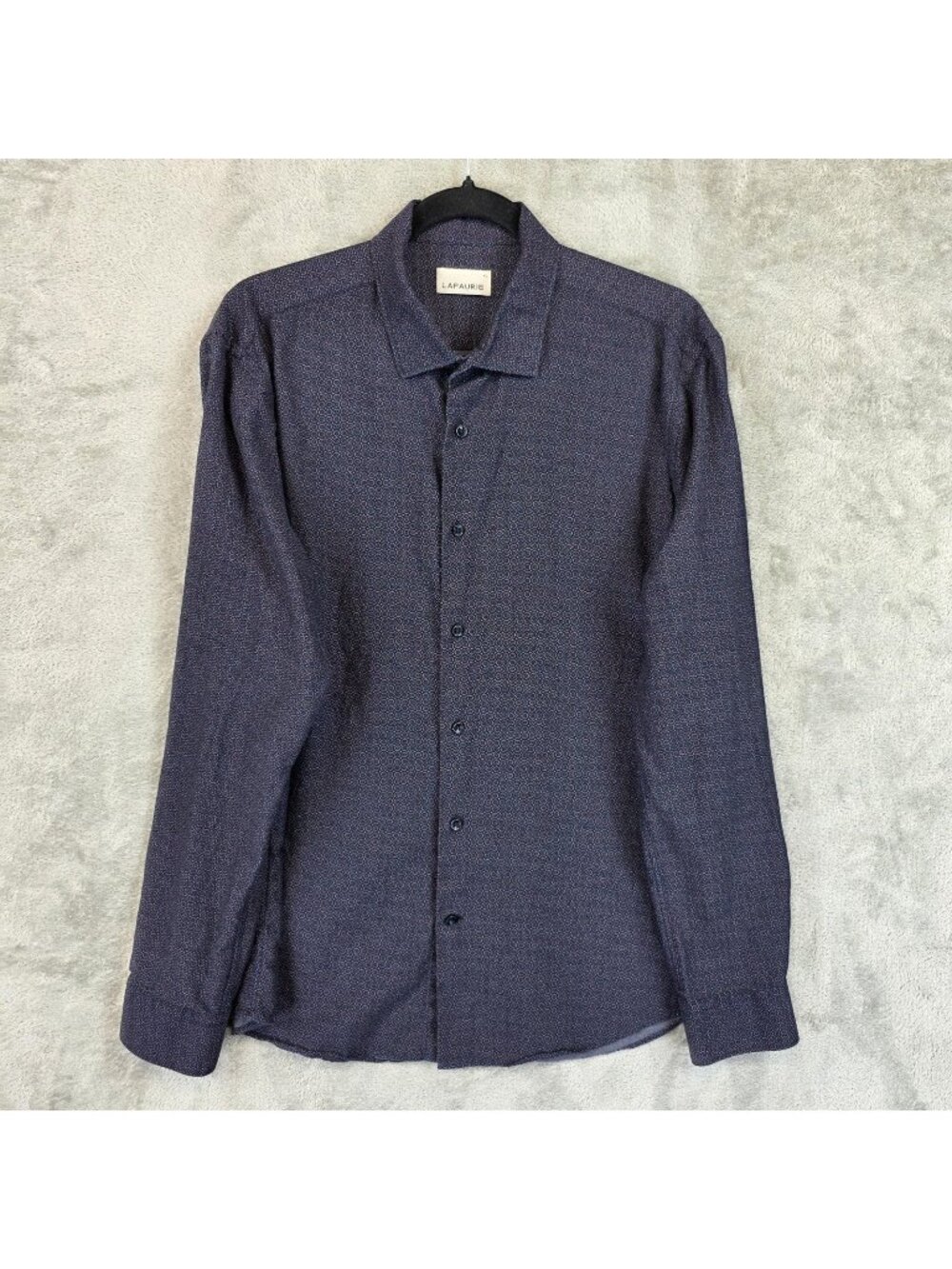 Lafaurie Shirt Mens XL Blue Geometric Retro Long Sleeve Button Up Cotton